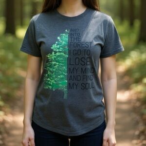 Cotton Blend Forrest Trees Tshirt Size S Like New